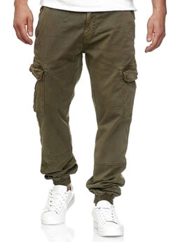 Urban Classics Herren Cargo Joggpants Stoffhose 6-Pockets Olive Grün Denim