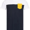 Urban Classics Herrn T-Shirt Colorblock Pocket Navy Blau Weiss Gelb