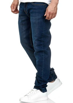 Urban Classics Herren Stretch Denim Jeans Hose 5-Pockets Dunkel Blau