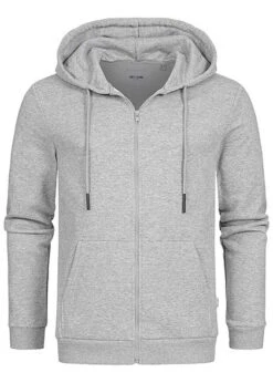 ONLY & SONS Herren NOOS Basic Zip-Hoodie Sweat Jacke Kapuze 2-Pockets Hell Grau