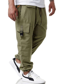 Rice Owls Geschaft 43 Sublevel Herren Cargo Sweat Pants Stoffhose Tunnelzug 6-Pockets Ivy Oliv Grün