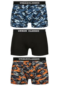 Urban Classics Herren 3-er Pack Boxer Shorts Blau Camo & Orange & Schwarz