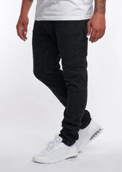 Eight2Nine Herren Skinny Fit Jeans Hose 5-Pockets Knopfleiste Schwarz Denim