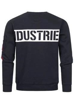 Alpha Industries Herren Sweater Streifen Logo Print Rep Navy Blau -Rice Owls Geschaft 21091143 2