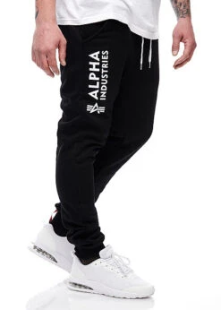 Alpha Industries Herren Basic Jogginghose Mit Logo Print 3-Pockets Schwarz