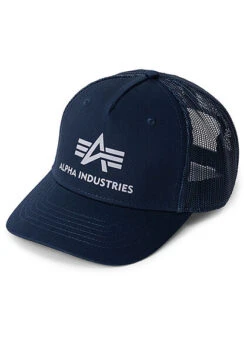 Alpha Industries Herren Basic Trucker Cap Logo Print D. Blau