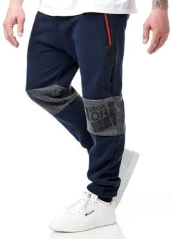 Geographical Norway Herren 2-Tone Jogginghose 2-Pockets Logo Print Hell Grau Navy Blau