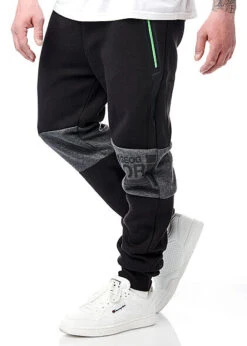 Rice Owls Geschaft 21 Geographical Norway Herren 2-Tone Jogginghose 2-Pockets Logo Print Hell Grau Schwarz