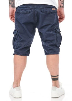 Indicode Herren Kurze Cargo Jeans Hose Mit Gürtel Und 7-Pockets Navy Blau -Rice Owls Geschaft 22030822 2