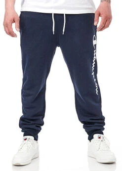 Champion Herren Joggingshose Mit 2-Pockets Und Logo Print Navy Blau Weiss