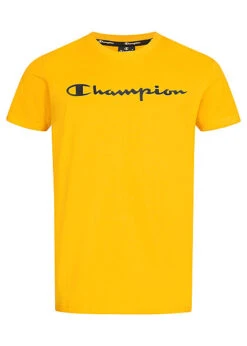 Champion Herren T-Shirt Mit Rundhals & Logo Print Gelb