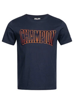 Champion Herren T-Shirt Mit Logo Patches Navy Blau Rot