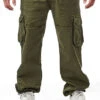 Alpha Industries Herren Jet Pant Cargo Hose Used Optik Straight Fit Dunkel Oliv Grün