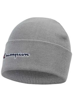 Champion Herren Beanie Mütze Mit Logo Vorn Grau