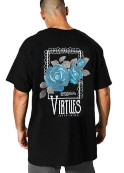 Seventyseven Lifestyle Herren T-Shirt Mit Virtues Print Hinten Schwarz