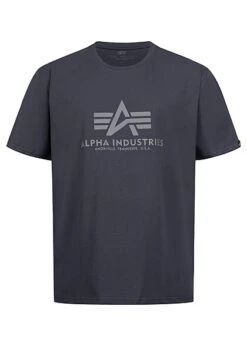 Alpha Industries Herren Basic T-Shirt Mit Logo Print Rep. Dunkel Blau