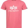 Alpha Industries Herren Basic T-Shirt Mit Logo Print Coral Rosa