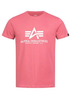Alpha Industries Herren Basic T-Shirt Mit Logo Print Coral Rosa