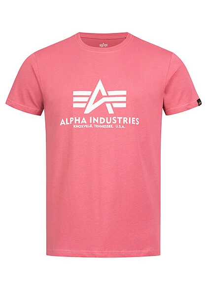Alpha Industries Herren Basic T-Shirt Mit Logo Print Coral Rosa 1 Alpha Industries Herren Basic T-Shirt Mit Logo Print Coral Rosa