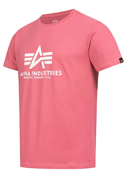Alpha Industries Herren Basic T-Shirt Mit Logo Print Coral Rosa 2 Alpha Industries Herren Basic T-Shirt Mit Logo Print Coral Rosa – Bild 2