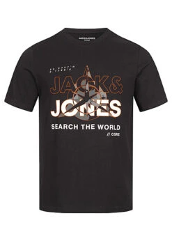 Jack & Jones Jack And Jones Herren T-Shirt Mit Logo Print Und Rundhals Schwarz