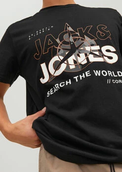 Jack & Jones Jack And Jones Herren T-Shirt Mit Logo Print Und Rundhals Schwarz -Rice Owls Geschaft 23030127 2