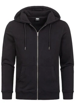 Urban Classics Herren Basic Zip-Hoodie Mit 2-Pockets Schwarz