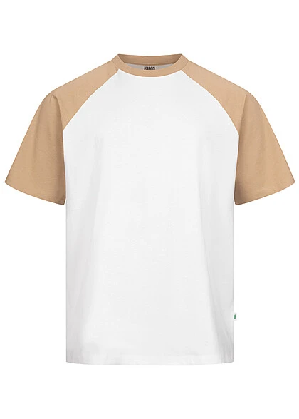 Urban Classics Herren T-Shirt Colorblock Oversized Weiss Beige 1 Urban Classics Herren T-Shirt Colorblock Oversized Weiss Beige