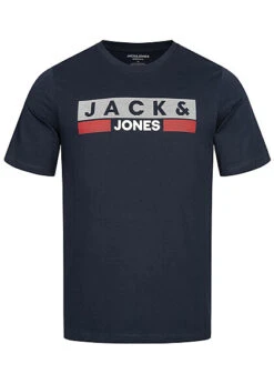 Jack & Jones Jack And Jones Herren NOOS T-Shirt Mit Rundhals Und Logo Print Navy Blazer Blau