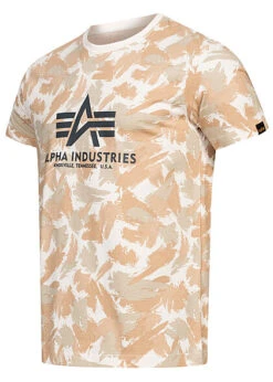 Alpha Industries Herren Basic T-Shirt Mit Logo Print Sand Beige Camouflage -Rice Owls Geschaft 23060037 1